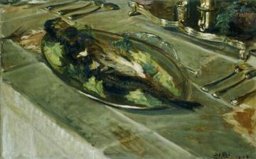 Fish On A Silver Plate Artwork by Jacques Emile Blanche
