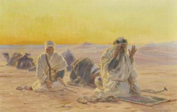 Evening Prayer in the Desert (Abendgebet in der Wüste) Artwork by Otto Pilny