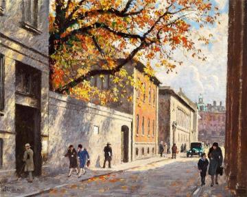Autumn Day In Fiolstræde In Copenhagen Artwork by Paul Gustave Fischer