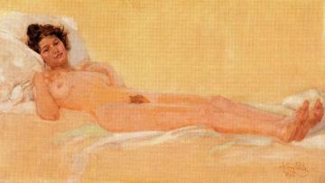 Lying Naked Artwork by Frantisek Kupka
