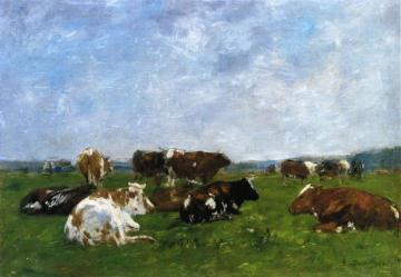 Cows in a Pasture Artwork by Eugène-Louis Boudin
