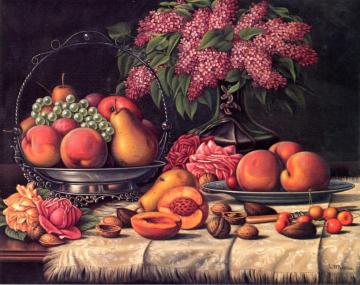 Still Life With Fruit, Nuts And Lilacs Artwork by Levi Wells Prentice
