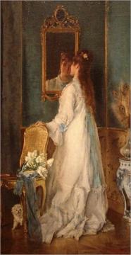 Woman In Front Of A Mirror Artwork by Alfred Stevens