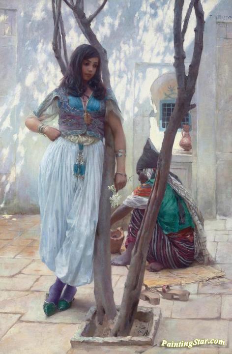 In A Courtyard, Tunis (in Einem Innenhof, Tunis) Artwork by Ferdinand Max Bredt