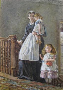 Governess with Two Girls Artwork by George Goodwin Kilburne