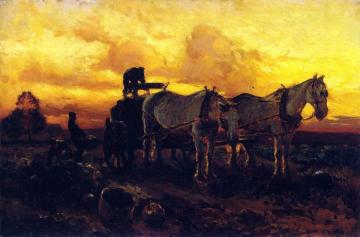 Gathering Pumpkins at Sunset Artwork by Mathias J. Alten