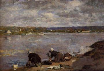 Laundresses on the Banks of the Touques Artwork by Eugène-Louis Boudin