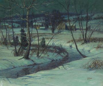 Nocturnal Winter Landscape Artwork by George W. Sotter