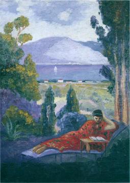 Woman in a Mediterranean landscape Artwork by Henri Lebasque