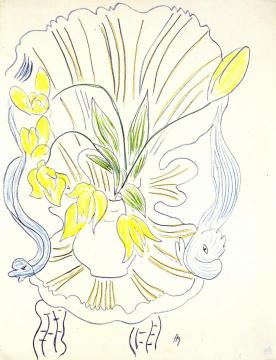 Vase of Flowers on Venetian Armchair Artwork by Henri Matisse