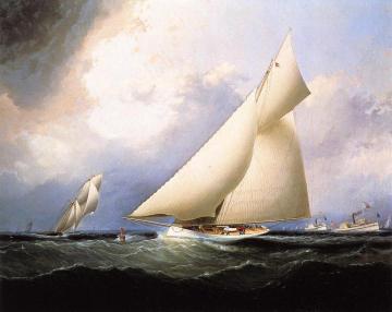 'Puritan' Leading 'Genesta', America's Cup, 1885 Artwork by James E. Buttersworth