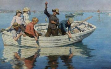 Chadding On Mount's Bay Artwork by Stanhope Alexander Forbes