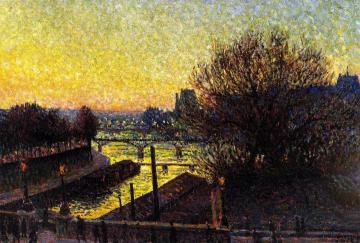 Paris, View of the Seine, Night Artwork by Maximilien Luce