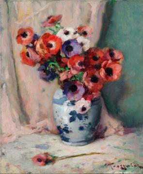 Anemones In A Vase Artwork by Fernand Toussaint