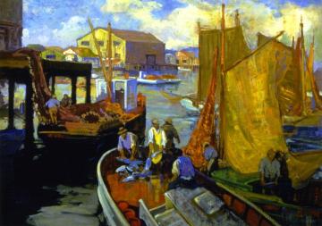 San Pedro Harbor Artwork by Franz Bischoff