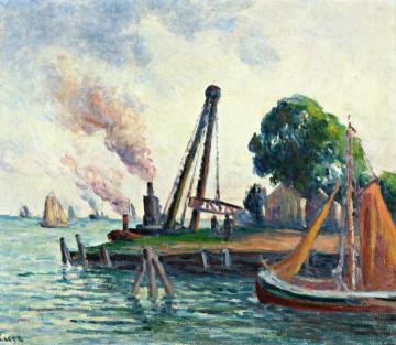 The Port of Amsterdam Artwork by Maximilien Luce
