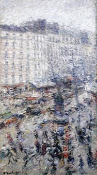 Crowd on the Boulevard Saint-Denis Artwork by Nicolas Tarkhoff