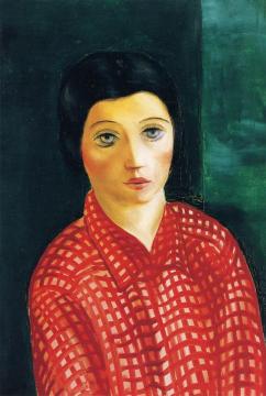 Woman in a Red Blouse Artwork by Moise Kisling