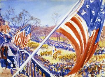 Flags, Beacon Street, Boston Artwork by Dodge MacKnight