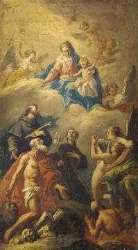 The Madonna and Child with Saints Jerome, Francis and Anthony of Padua Artwork by Gaspare Diziani