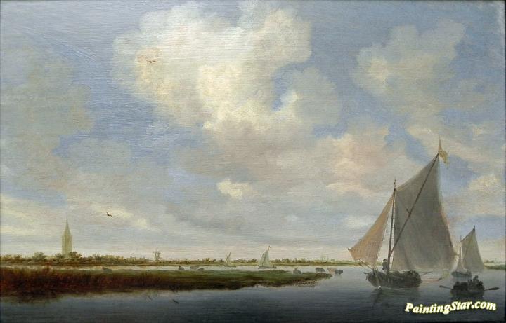 Sailboats on the Wijkermeer Artwork by Salomon van Ruisdael
