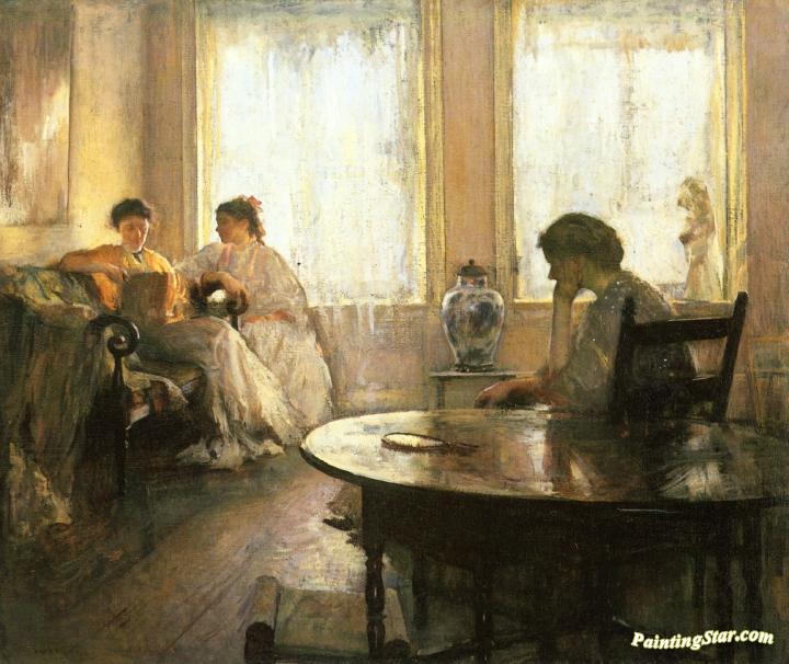Three Girls Reading Artwork by Edmund Tarbell