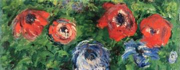 Anemones and Tulips in a Blue Vase Artwork by Claude Oscar Monet