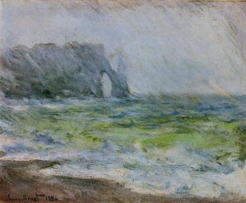 Etretat in the Rain Artwork by Claude Oscar Monet