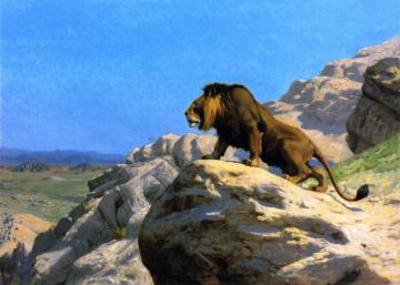Lion on the Watch Artwork by Jean Leon Gerome