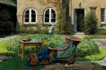 Edith Olivier On A Day Bed At The Rear Of Daye House Artwork by Rex Whistler