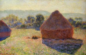 Grainstacks in the Sunlight, Midday Artwork by Claude Oscar Monet