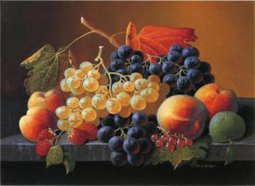 Still Life Of Fruit On A Marble Tabletop Artwork by Severin Roesen