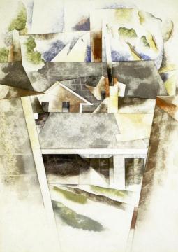 Sailboats and Roofs Artwork by Charles Demuth