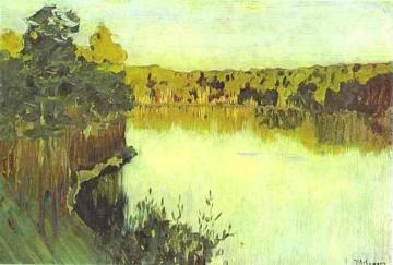 Sunset over a Forest Lake. Study Artwork by Isaac Ilich Levitan