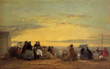 On the Beach, Sunset Artwork by Eugène-Louis Boudin