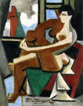 Seated Nude in Profile Artwork by Jean Metzinger