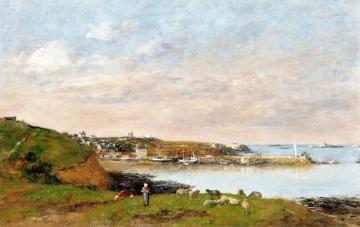View of Portrieux Artwork by Eugène-Louis Boudin