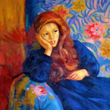 Pensive Girl Artwork by Giovanni Giacometti