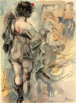 Model In Costume Artwork by George Grosz