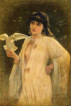 Young Beauty with Dove Artwork by Emile Eisman-Semenowsky