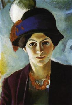 Portrait of the Artist's Wife with Hat Artwork by August Macke