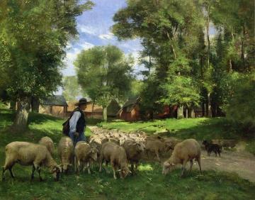 A Shepherd and His Flock Artwork by Julien Dupre