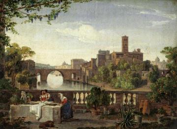 View of the Tiber Island in Rome Artwork by Franz Ludwig Catel