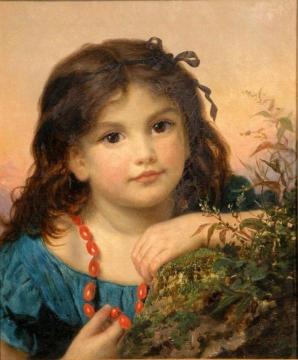 Portrait of a girl with a rosehip necklace Artwork by Sophie Anderson