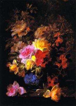 Roses in Pinks and Yellows Artwork by Raoul de Longpre