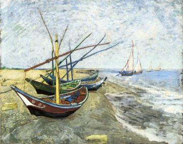 Fishing Boats On The Beach At Les Saintes-maries-de-la-mer Artwork by Vincent Van Gogh