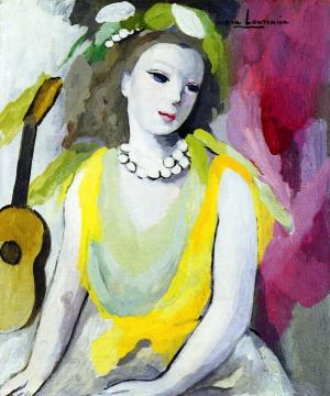 Young Woman with a Guitar Artwork by Marie Laurencin