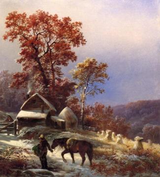 Winter at the Farm Artwork by Edward Moran