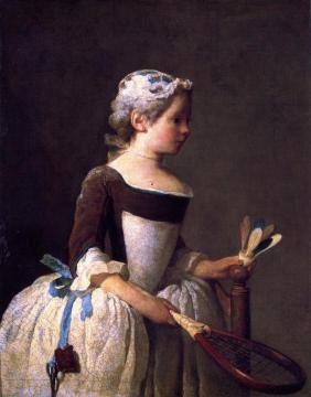Girl with Shuttlecock Artwork by Jean-Baptiste-Simeon Chardin