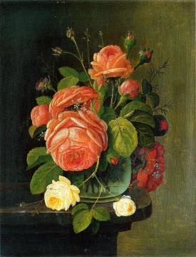 Roses on a Tabletop Artwork by Severin Roesen